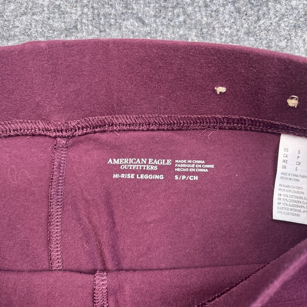 American Eagle Hi Rise Leggings Womens Size Small Maroon Red Yoga Pants - Picture 7 of 8
